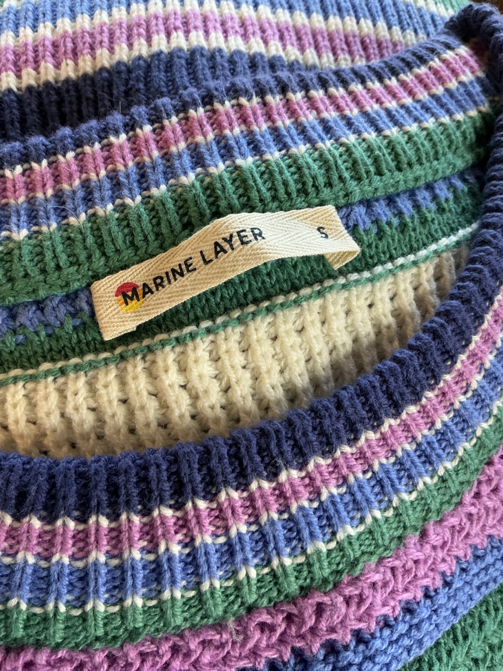 Marine Layer Multicolor Striped Knit Sleeveless Crew Sweater - Picture 5 of 9